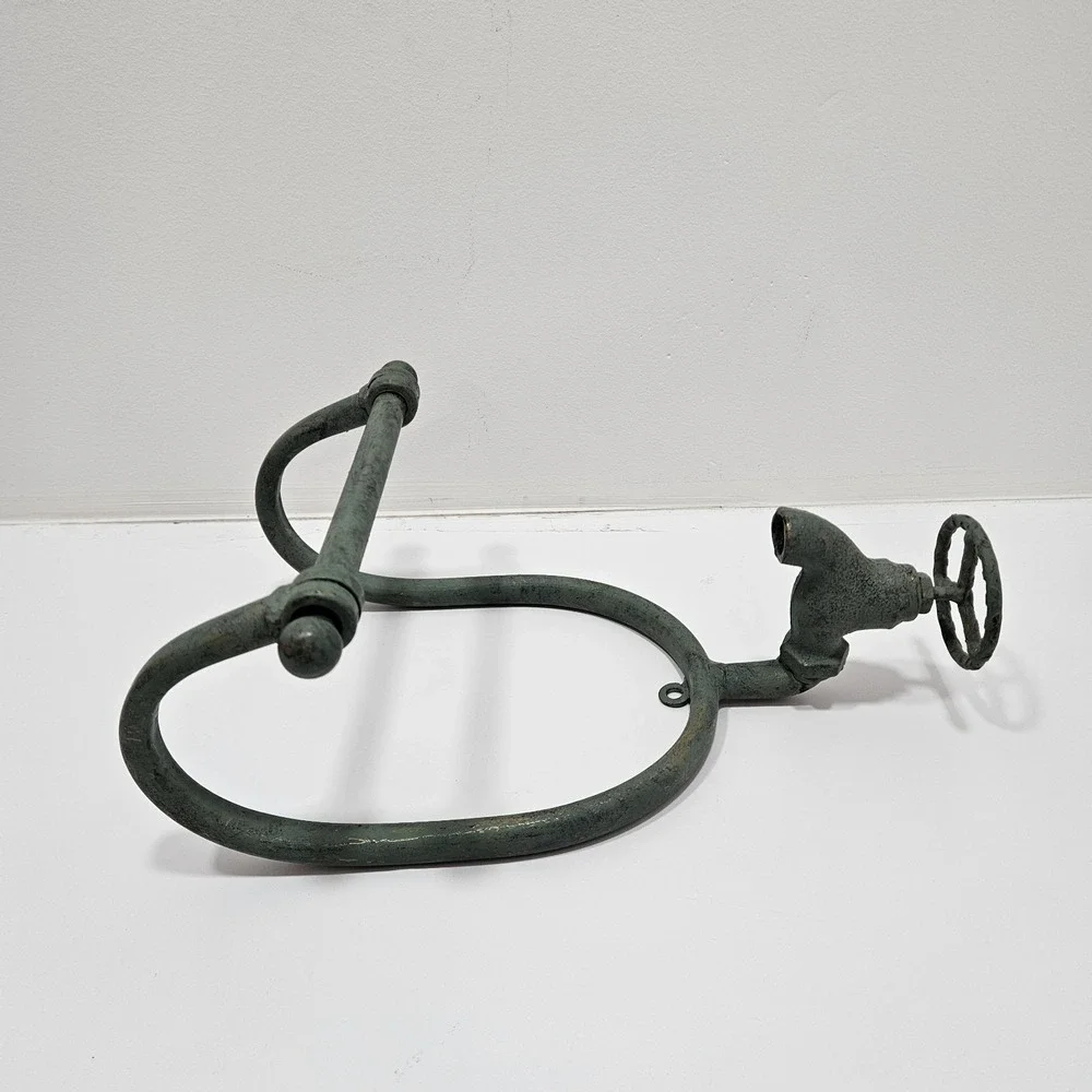 Metal Water Faucet Toilet Paper Primitive Farmhouse Decor Industrial Motif